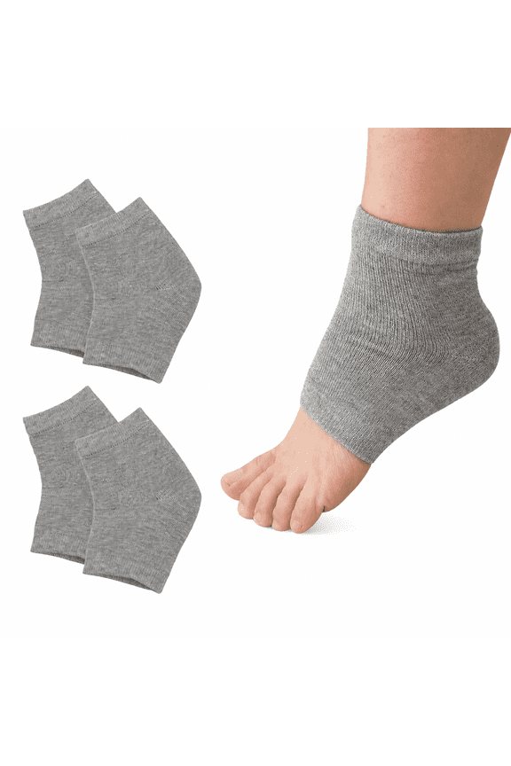 Open Toe Moisturizing Gel Heel Socks for Dry Cracked Feet 2 Pairs Gray