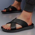 thumbnail image 1 of Open Toe Slide Sandals For Men Summer Beach Slippers Casual Trendy Outdoor Walking Pool Vacation Weekend Leisure Comfort Shoes Travel Resort Ready Black 7.5, 1 of 7