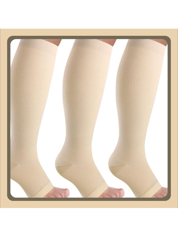 Open Toe Socks for Women & Men , Toeless Contraction Sock Knee High Support Stockings