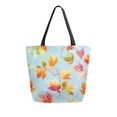 thumbnail image 1 of Open Top Canvas Tote Bag with Zipper Reusable Shopping Bag 13.5x15" Roomy Carryall Colorful Autumn Maple Leaves, 1 of 9