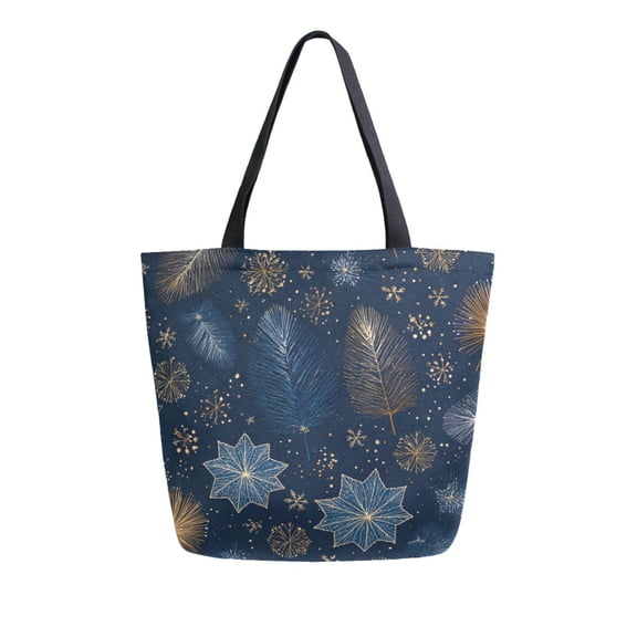 Open Top Canvas Tote Bag with Zipper Reusable Shopping Bag 13.5x15" Roomy Carryall Golden Pine Needles