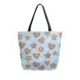 thumbnail image 1 of Open Top Canvas Tote Bag with Zipper Reusable Shopping Bag 13.5x15" Roomy Carryall Heart-shaped Star Cookies, 1 of 9