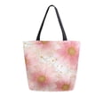 thumbnail image 1 of Open Top Canvas Tote Bag with Zipper Reusable Shopping Bag 13.5x15" Roomy Carryall Light Pink Daisies, 1 of 9