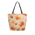 thumbnail image 1 of Open Top Canvas Tote Bag with Zipper Reusable Shopping Bag 13.5x15" Roomy Carryall Orange Autumn Leaves Pattern, 1 of 9
