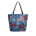 thumbnail image 1 of Open Top Canvas Tote Bag with Zipper Reusable Shopping Bag 13.5x15" Roomy Carryall Red Butterflies and Flags, 1 of 9