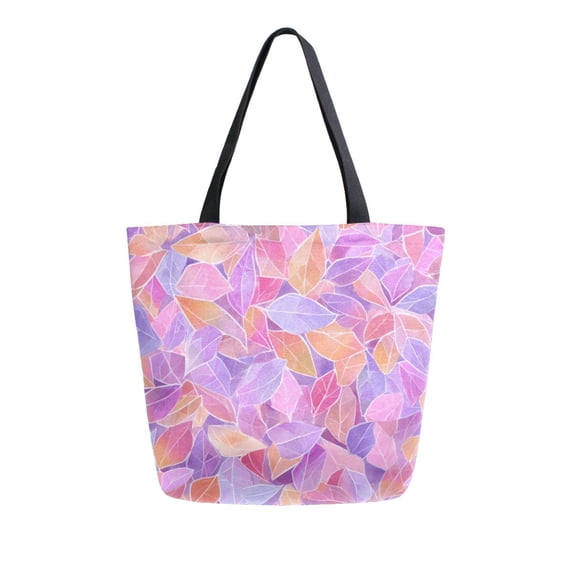 Open Top Canvas Tote Bag with Zipper Reusable Shopping Bag 13.5x15" Roomy Carryall Small Colors Shapes