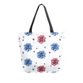 thumbnail image 1 of Open Top Canvas Tote Bag with Zipper Reusable Shopping Bag 13.5x15" Roomy Carryall Stars and Stripes Puttern Flower, 1 of 9