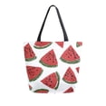 thumbnail image 1 of Open Top Canvas Tote Bag with Zipper Reusable Shopping Bag 13.5x15" Roomy Carryall Watermelon Slice Pattern, 1 of 9