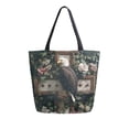 thumbnail image 1 of Open Top Canvas Tote Bag with Zipper Reusable Shopping Bag 13.5x15" Roomy Carryall Wreath and Bald Eagle, 1 of 9
