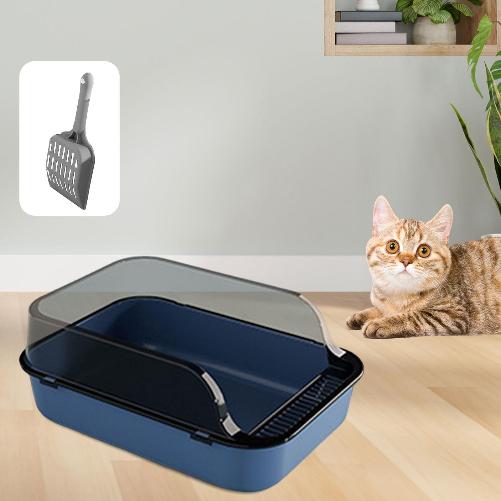 Open Top Cat Litter Box Pet Litter Tray Easy to Clean Travel Portable Detachable High Sides