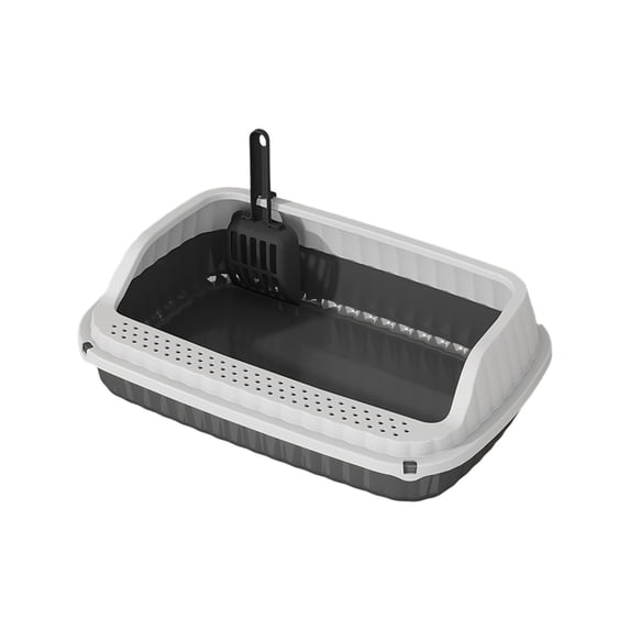 Open Top Cat Litter Box with Scoop, Semi Enclosed High Sided Kitten ...