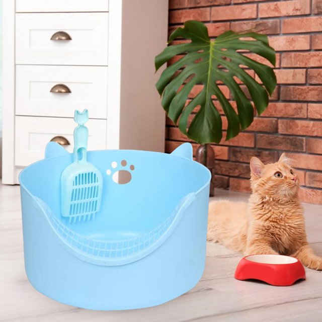 Open Top Cat Litters Box Litter Pans Large Pan Portable Cage Pet Litter