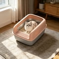 thumbnail image 1 of Open Top High Side Cat Litter Box, Semi-Enclosed Removable Pet Litter Tray, High-Sided Design Prevents Urine Leakage, Non-Stick, Easy to Clean, Indoor Cats Litter Pan, 1 of 6