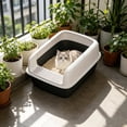 thumbnail image 1 of Open Top High Side Cat Litter Box, Semi-Enclosed Removable Pet Litter Tray, High-Sided Design Prevents Urine Leakage, Non-Stick, Easy to Clean, Indoor Cats Litter Pan, 1 of 6
