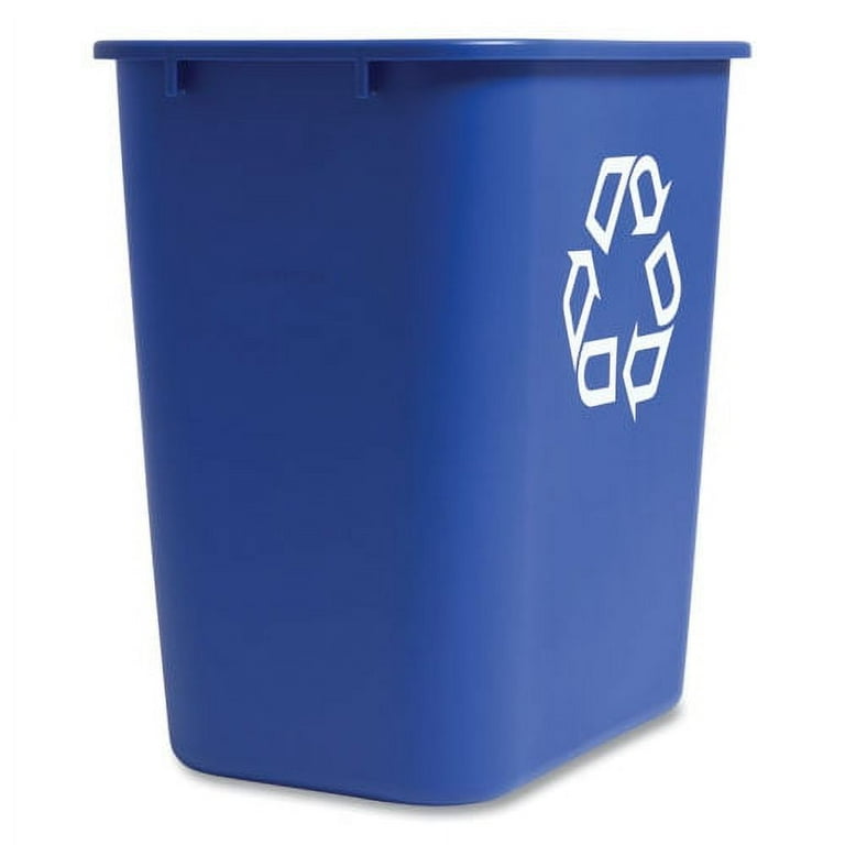 Open Top Indoor Recycling Container, Plastic, Blue Open Top Indoor Recycling Container, Plastic, Blue
