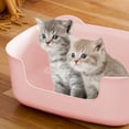 thumbnail image 1 of Open Top Large Cat Litter Box, Spillage Proof Litter Tray 40x29x14.5cm Gray Pink White, Plastic Pet Supplies, for Kittens Senior Cats and Mobility Support, 1 of 6
