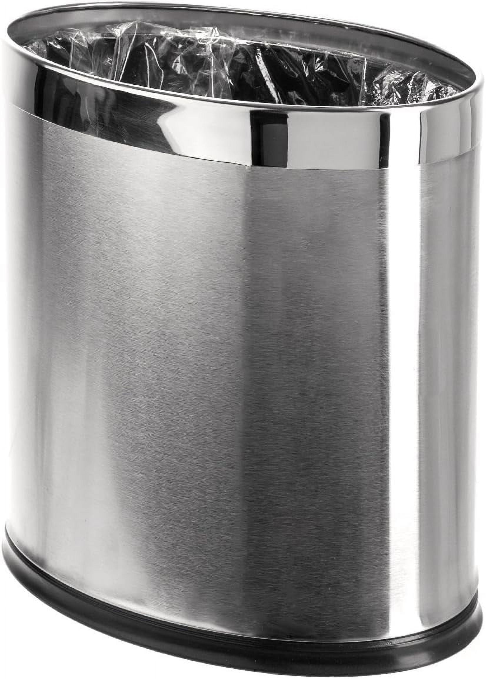 Open Top Stainless Steel Trash Can, Small Office Wastebasket, Modern