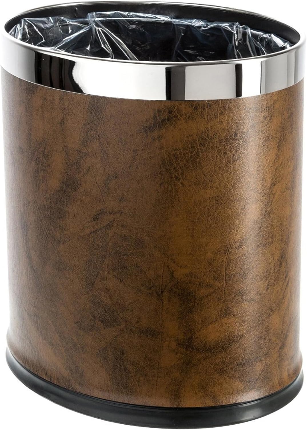 Open Top Leatherette Trash Can, Small Office Wastebasket, Modern Home