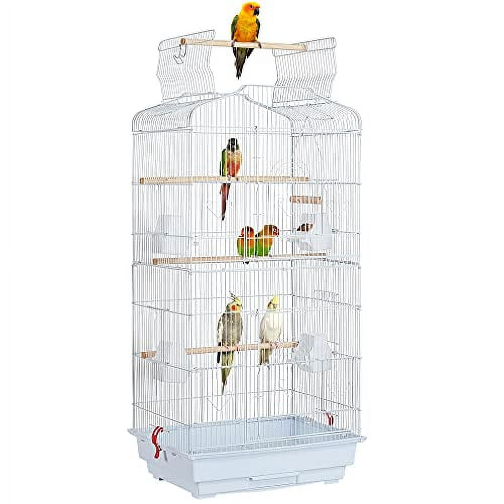 Open Top Medium Flight Cage For 2 Parakeets, White