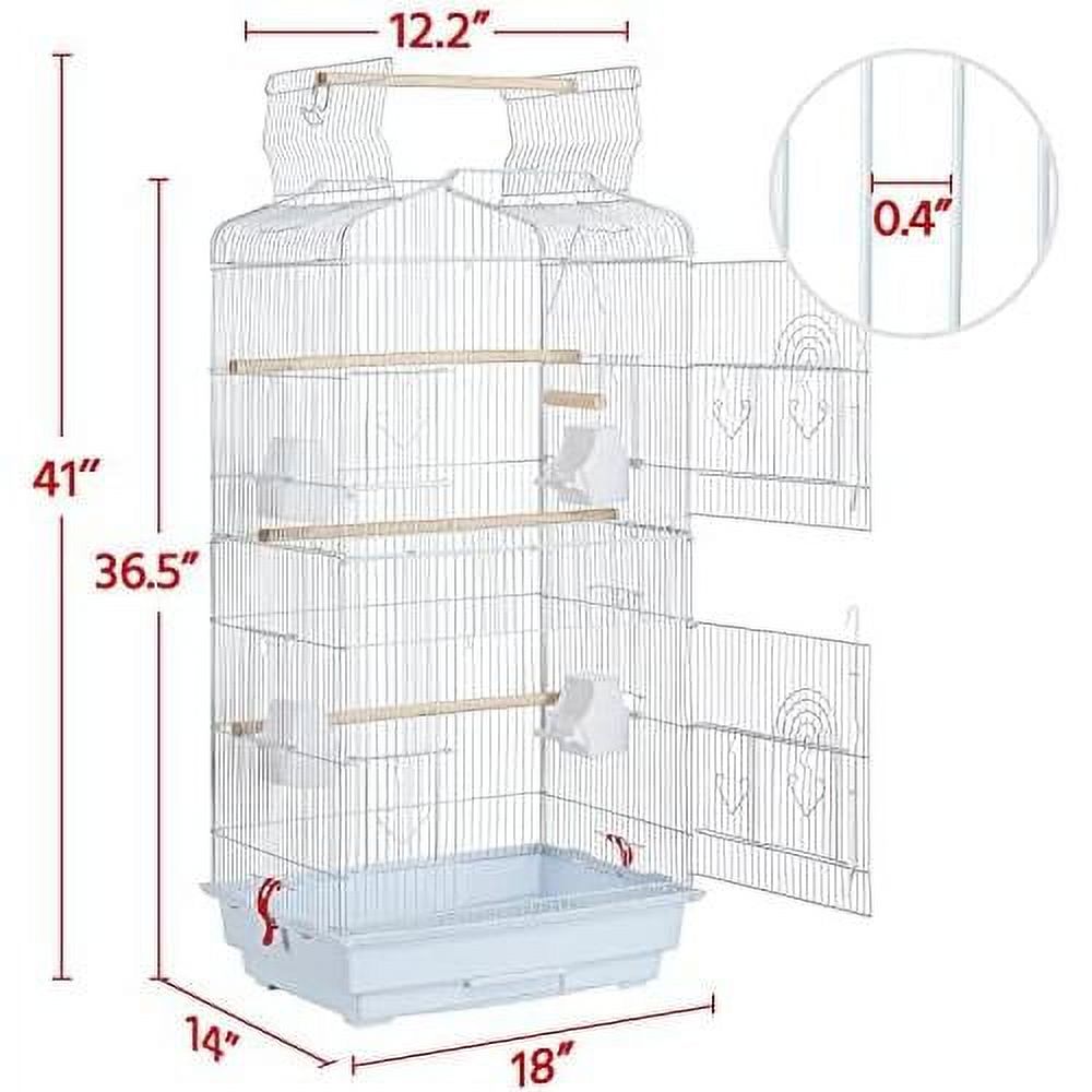 Open Top Medium Parrot Flight Cage For 2 Parakeets, White