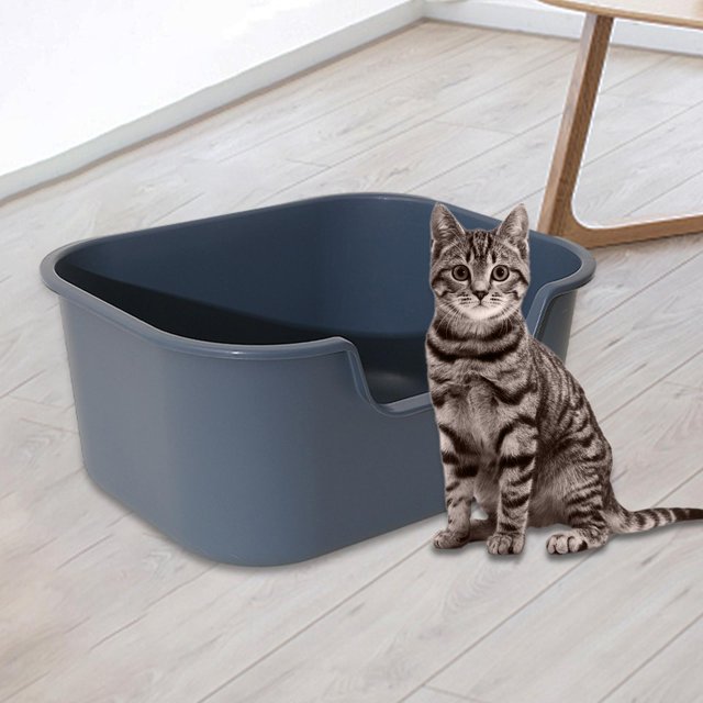 Open Top Pet Litter Tray Cat Litter Basin with High Sides Kitten Potty