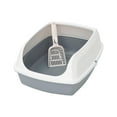 thumbnail image 1 of Open Top Pet Litter Tray Potty Toilet, Pan Deep Loo Spoon Container Cat for Bunny, Small and Medium Dogs, Indoor, Crate, Kitty Gray, 1 of 8