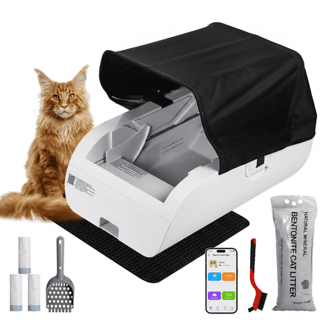Self Cleaning Litter Box,Open-Top Automatic Cat Litter Box APPControl (2.4G/5G)with Health Tracking, Dual SafetySensors&Odorless Design,Includes cat Litter & 3 Rolls Waste