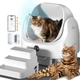thumbnail image 1 of Open Top Self Cleaning Litter Box,70L Automatic Cat Litter Box Self Cleaning with APP Control,Low Noise,Safety Protection,Anti-Pinch Protection&Easy Access Step for Senior Cats,Multiple Cats(White), 1 of 11