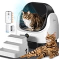 thumbnail image 1 of Open Top Self Cleaning Litter Box 70l Automatic Cat With App Control Low Noise Safety Protection Anti-pinch Protection&easy Access Step For Senior Cats Multiple Cats(white), 1 of 9