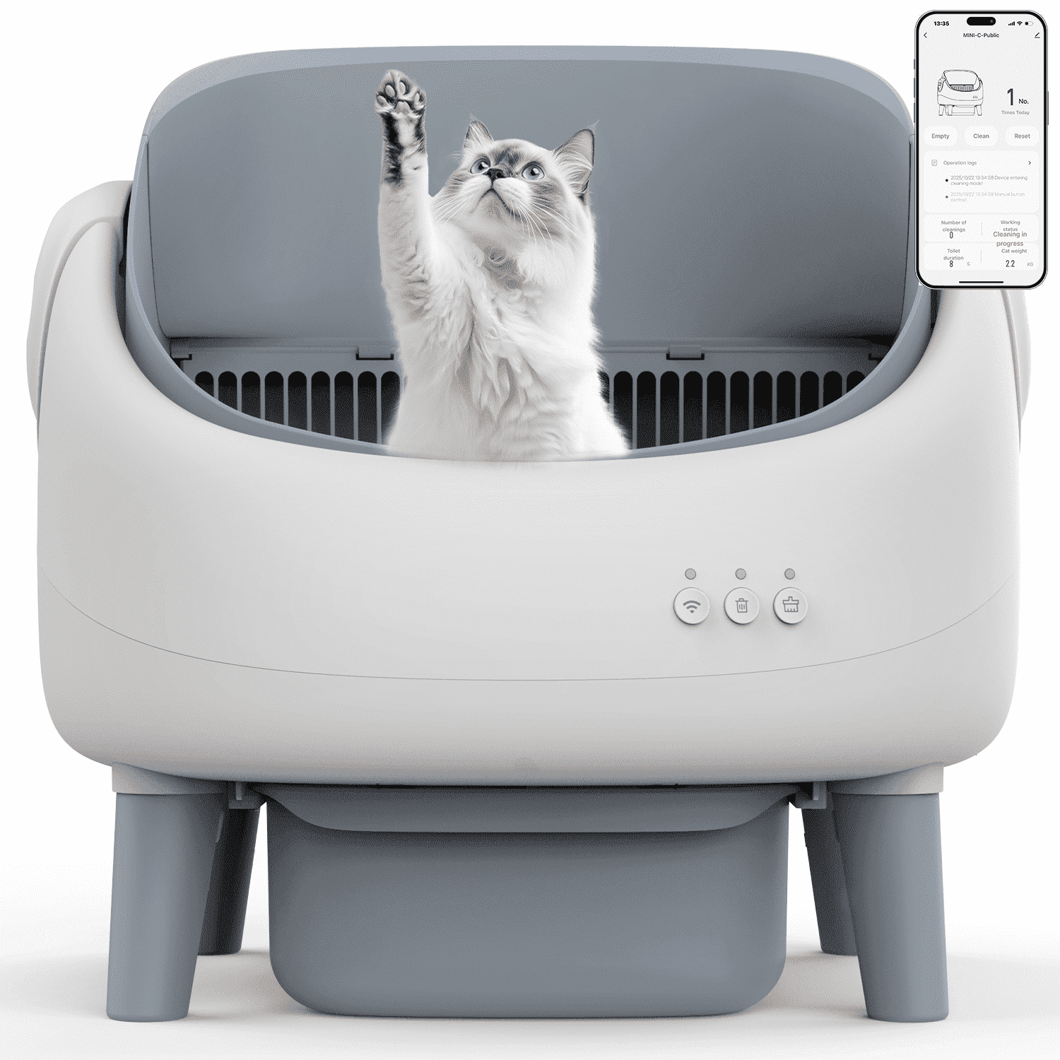 Open-Top Automatic Cat Litter Box, Self Cleaning Litter Box for Multi ...