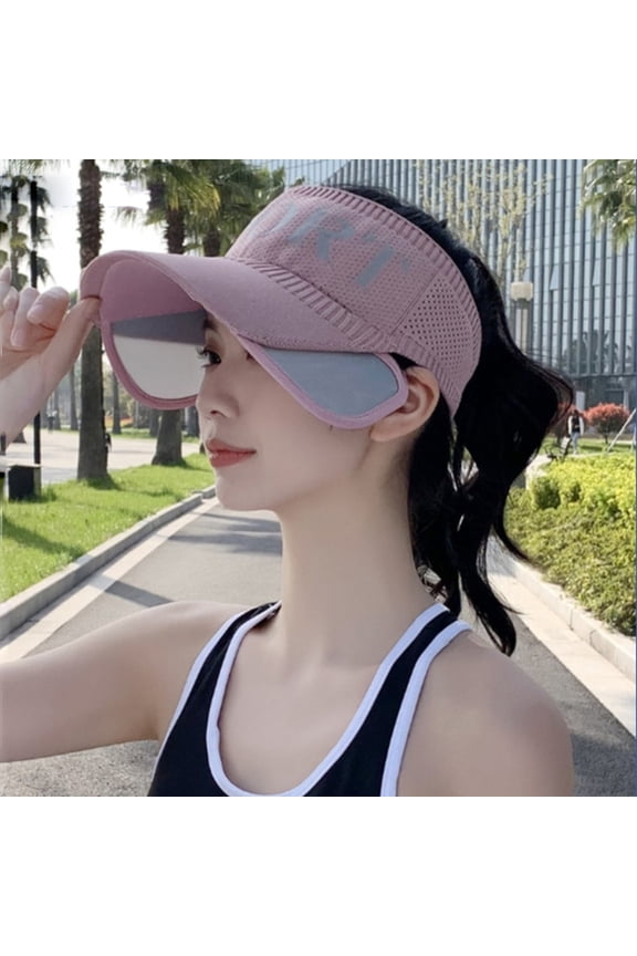Open Top Sports Sun Visor, Adjustable Brim UV Protection Visor for Running, Hiking, Outdoor Activities, Men and Women's Summer Sports Hat-Pink
