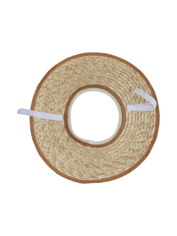 Open Top Straw Sun Visor Hat for Women,17" Wide Brim Hollow Top Beach Straw Hat with Adjustable Ribbon, Lightweight Empty Top Sun Hat for Golf Gardening Travel Outdoor
