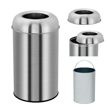 Open Top Trash Can, 18.5 Gallon/70 L Outdoor Indoor Round Garbage Can with Removable Inner Wastebasket, Commercial Grade Stainless Steel Rubbish Bin for Home, Office, Restaurant