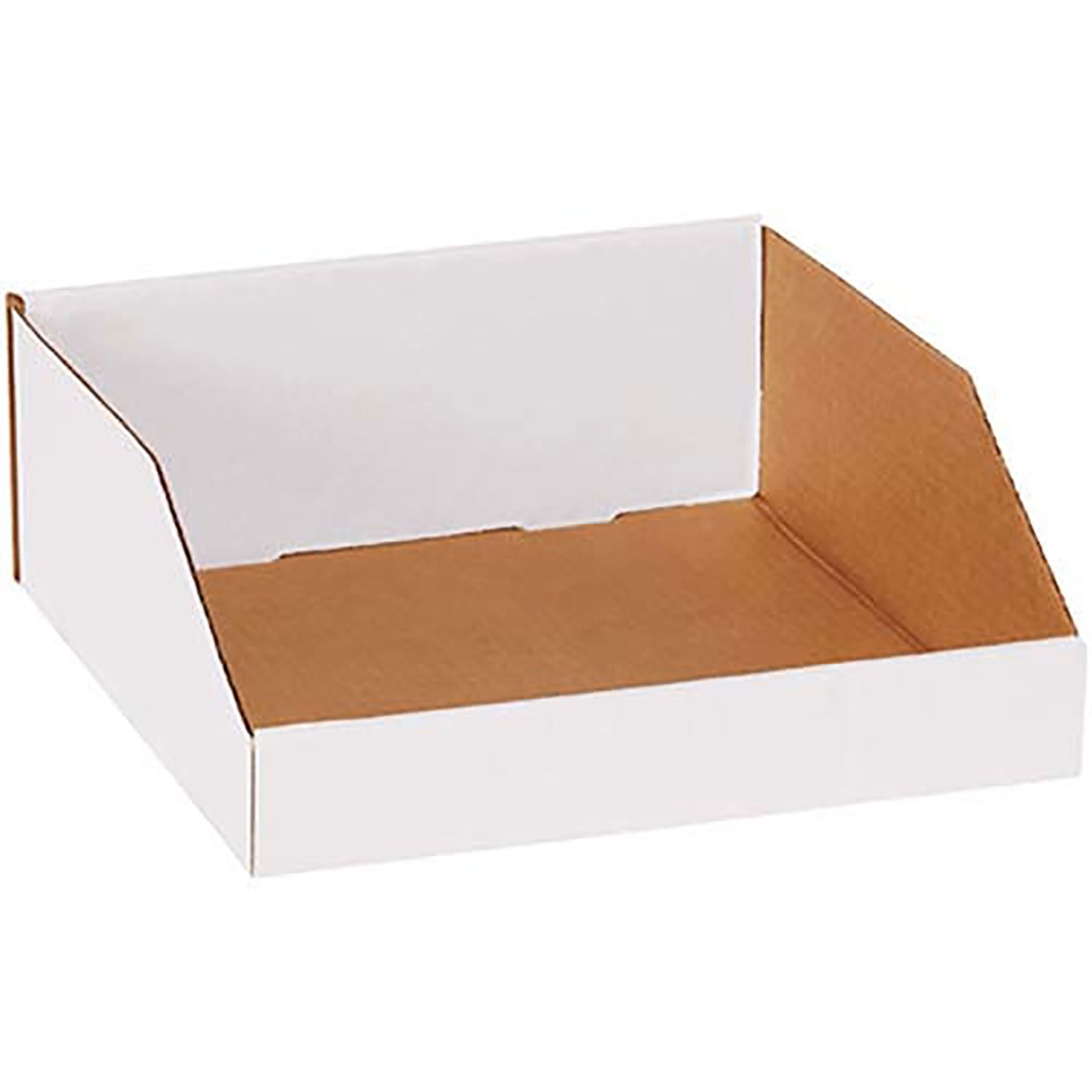 Open Top White Corrugated Bin Box, 12" x 12" x 41/2", Lot of 50