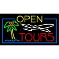 thumbnail image 1 of Open Tours LED Neon Sign 20 x 37 - inches, Black Square Cut Acrylic Backing, with Dimmer - Bright and Premium built indoor LED Neon Sign for Décor, Travel agency, Storefront., 1 of 7