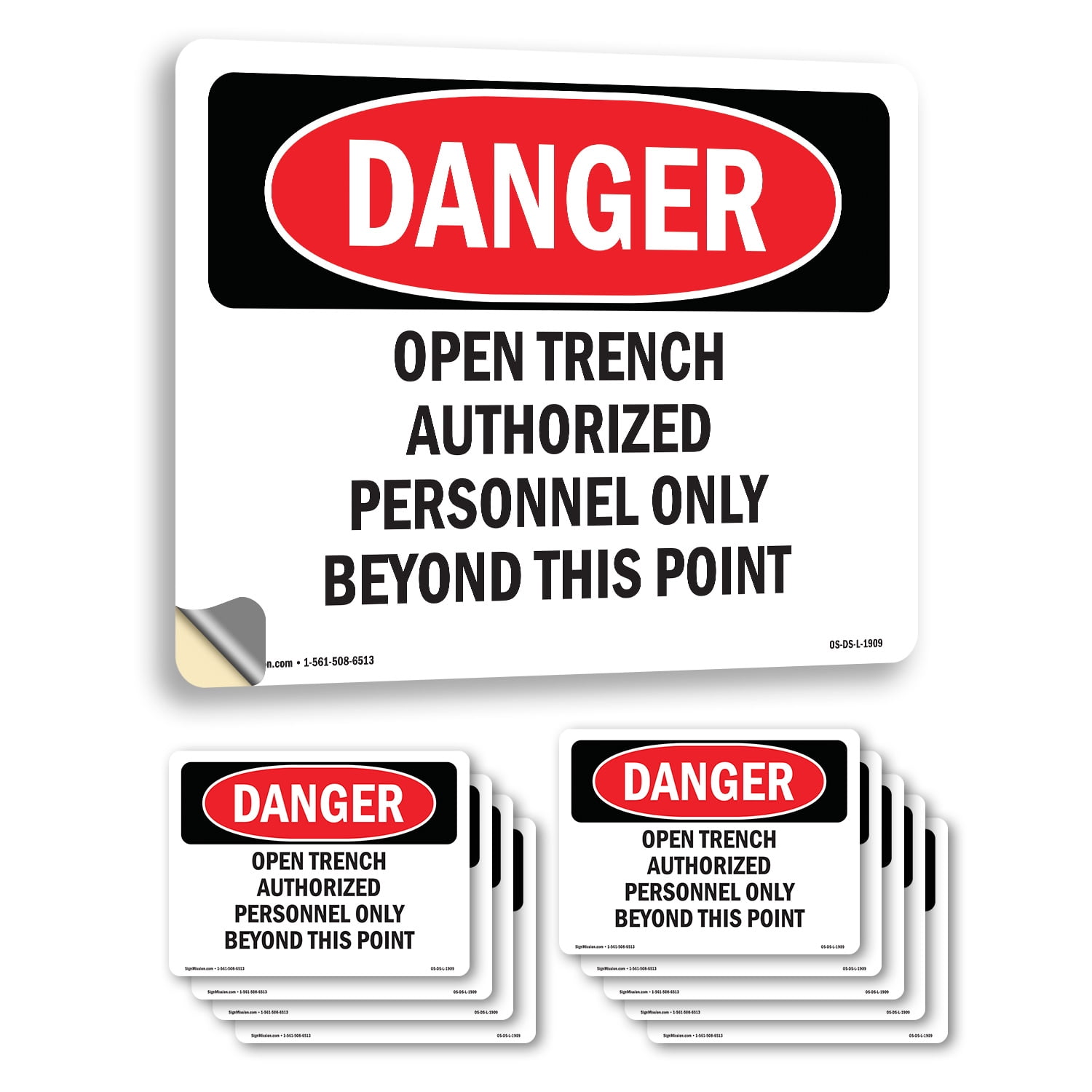 Trenches Label Open Trench Authorized Personnel Only OSHA Danger Vinyl Decal Label 24 ...