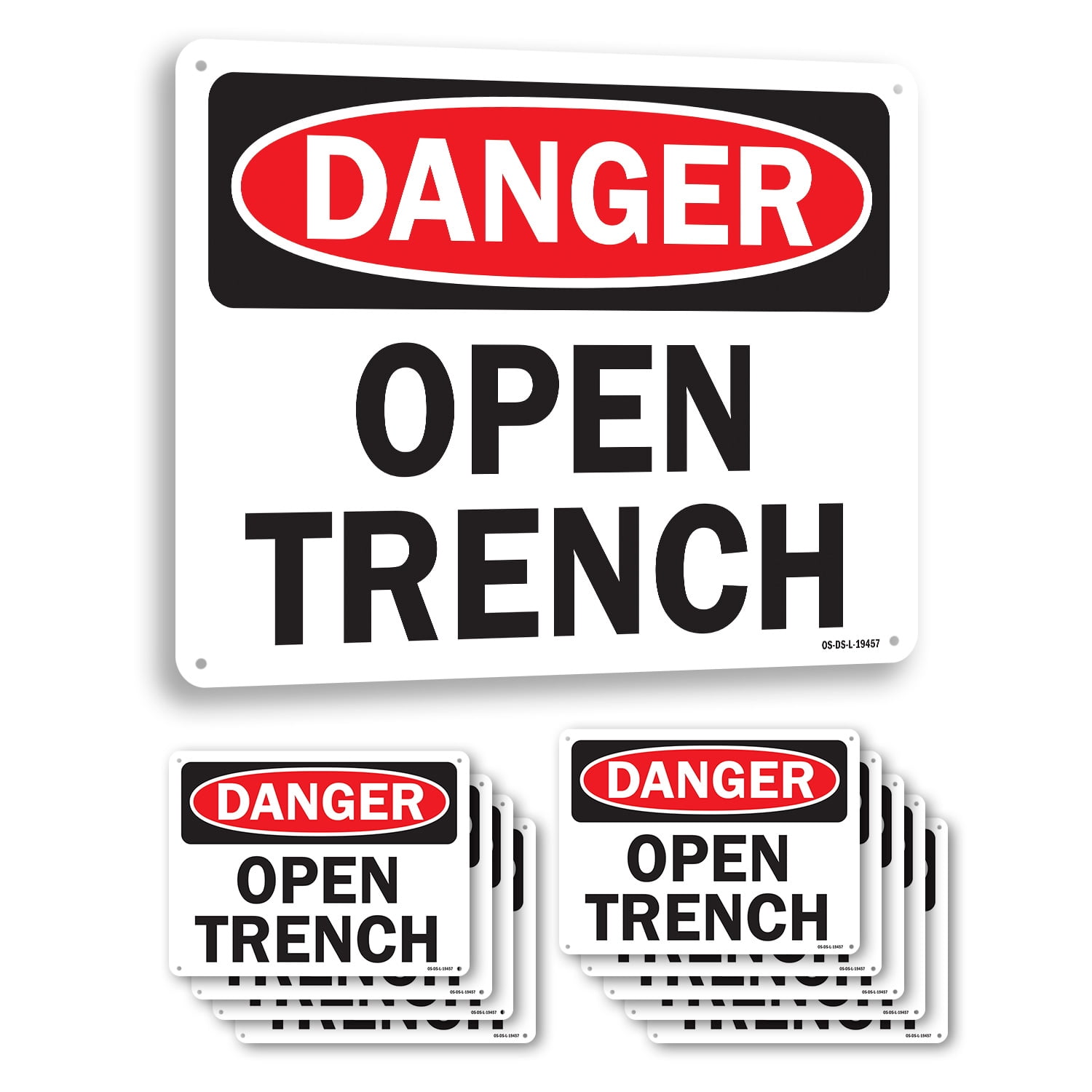 Open Trench OSHA Danger Aluminum Sign 24 Inch x 18 Inch - 10 Pack ...