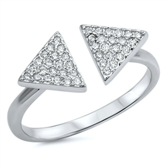 Open Triangle Cluster White Cubic Zirconia Ring 925 Sterling Silver Band Jewelry Female Male Size 7