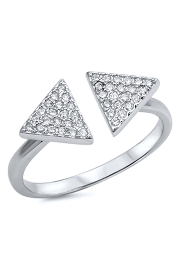 Open Triangle Cluster White Cubic Zirconia Ring 925 Sterling Silver Band Jewelry Female Male Size 8