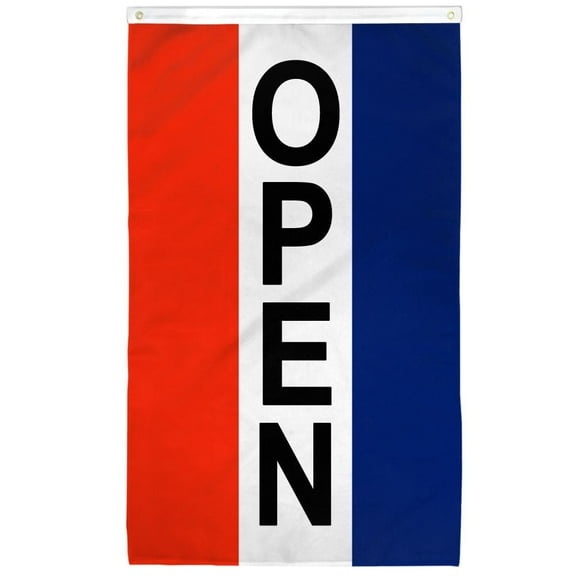 Open (Vertical) Flag 3x5ft Poly