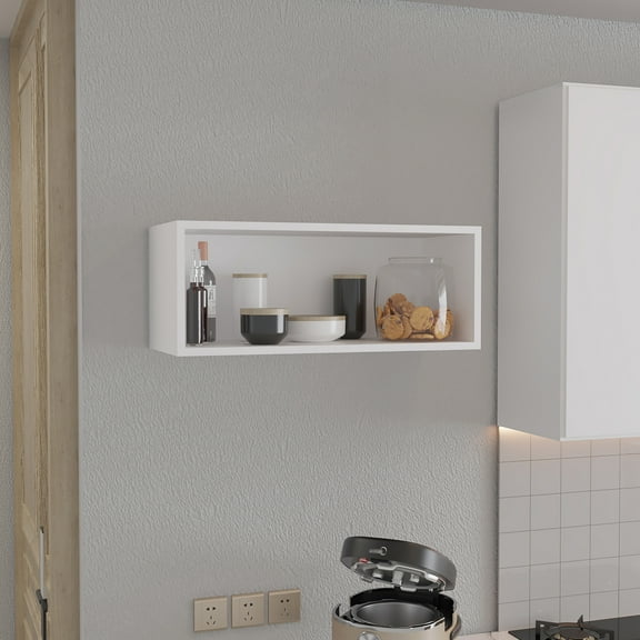 Open Wall Cabinet 30"x12" White - Modern Storage For Garage, Bedroom, Office, Living Room. Strong Build, Space Efficient, Easy To Put Together Room, Garage. Saving Design, Assemble