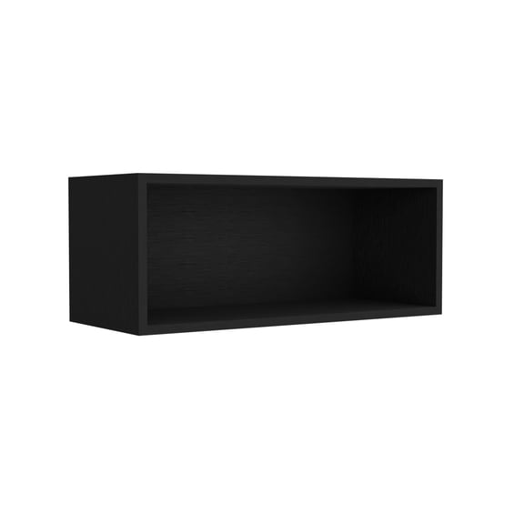 Open Wall Cabinet with Shelves, Wally 30 Wide x 12H Storage Shelf for Living Room, Bedroom, Office - Wenge Particle Board