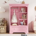thumbnail image 1 of Open Wardrobe with Hanging Rod, Open Shelves and One Large Drawer, Low Design Close to the Ground for Easy Access, Pink, 1 of 9