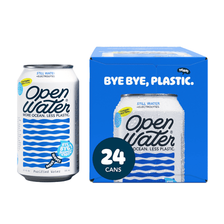 Open Water | Still Canned Water with Electrolytes in 12-oz Aluminum Cans (2 Cases, 24 cans - Still) | BPA-free and Eco friendly