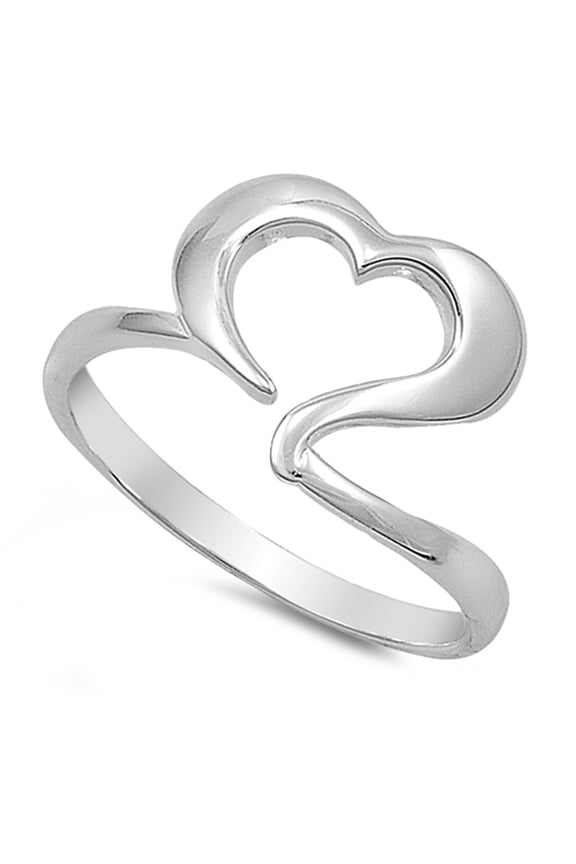 Open Wave Heart Chic Purity Promise Ring 925 Sterling Silver Band Jewelry Female Male Unisex Size 8