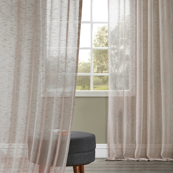 Open Weave Cinder Grey Linen Sheer (1 Panel), Open Weave Cinder Grey, 50W X 96L