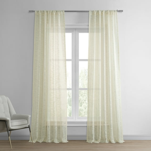 Open Weave Cream Linen Sheer Curtain (1 Panel), Open Weave Cream, 50W X 108L