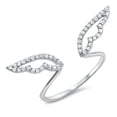 thumbnail image 1 of Open White CZ Angel Wings Ring .925 Sterling Silver Adjustable Band Jewelry Female Size 8, 1 of 4