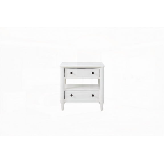 Open White Nightstand Containing 2 Drawers and Cedar Lined Base