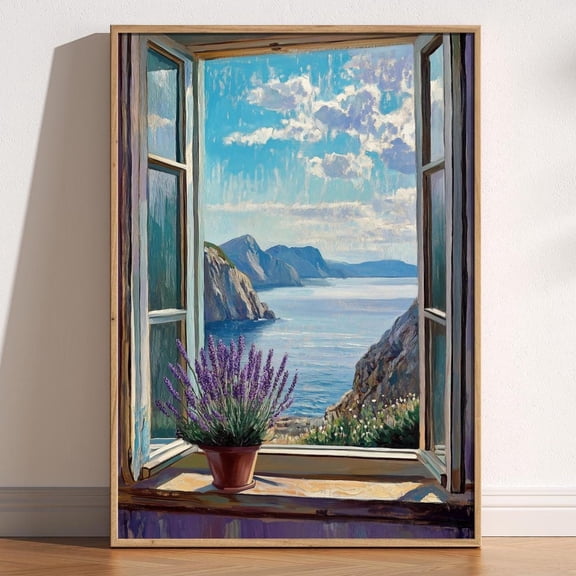 Open Window Henri Matisse Print, Henri Matisse Style Fauvism Painting, Cliff View, Sea, Coastal Cliffs, Tranquil Calm, Lavender Nature Art UNFRAMED PAPER POSTER, Home Decor, Living Room Dercor